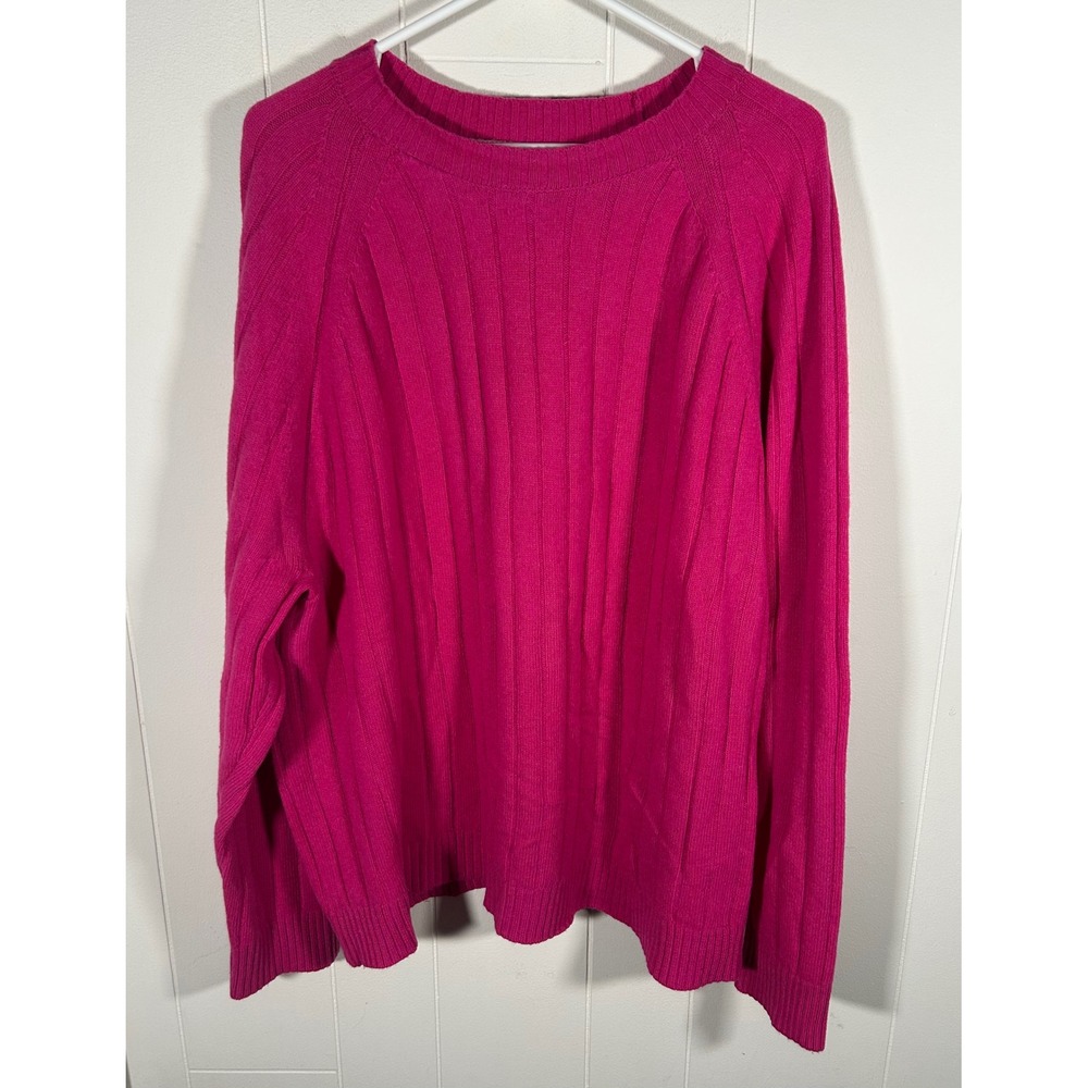 Banana Republic Magenta Pink Ribbed Recycled Wool Blend Sweater XL Italian Yarn